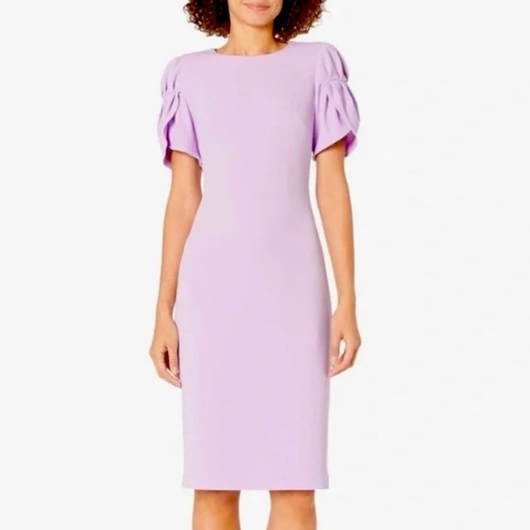 NWT Badgley Mischka Short Sleeve Midi Dress in Lavender - Picture 1 of 9